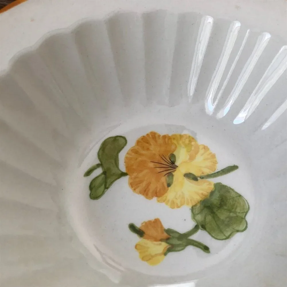 Vernon Ware Metlox Nasturtium Serving Bowl and Cereal Bowl Vintage California